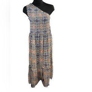 Women's Sleeveless One Shoulder A-Line Dress - Knox Rose Taupe Geometric…